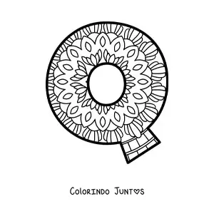 Desenho para colorir de mandala da letra q