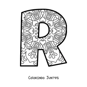 Desenho para colorir de mandala da letra r