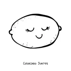 Desenho para colorir de um limão animado kawaii com os olhos fechados