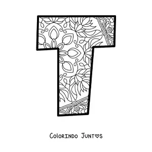 Desenho para colorir de mandala da letra t