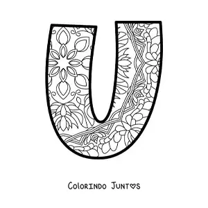Desenho para colorir de mandala da letra u