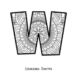 Desenho para colorir de mandala da letra w