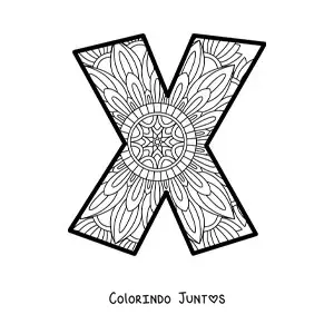 Desenho para colorir de mandala da letra x