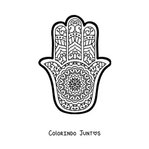 Desenho para colorir de mandala budista do hamsá