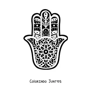 Desenho para colorir de mandala budista da mão de Fátima