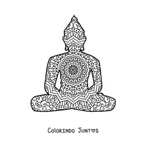 Desenho para colorir de mandala de Buda