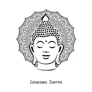 Desenho para colorir de mandala do rosto de Buda