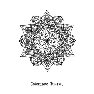 Desenho para colorir de mandala budista para meditar
