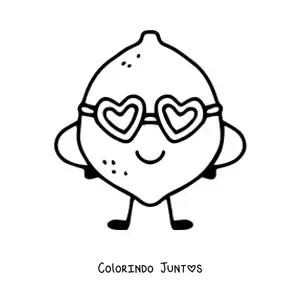 Desenho para colorir de um limão animado sorrindo com óculos de sol
