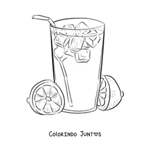 Desenho para colorir de um copo de limonada com gelo