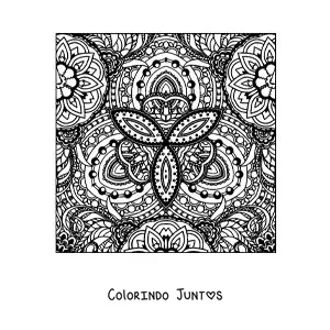 Desenho para colorir de mandala quadrada estilo Zentangle