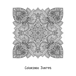 Desenho para colorir de mandala quadrada estilo Zentangle
