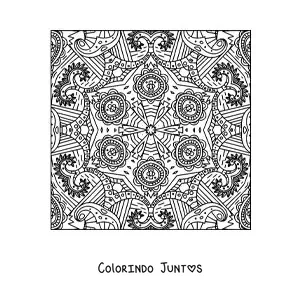 Desenho para colorir de mandala quadrada estilo Zentangle