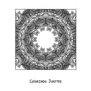 Desenho para colorir de mandala quadrada estilo Zentangle