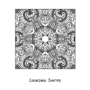 Desenho para colorir de mandala quadrada estilo Zentangle