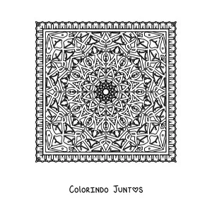Desenho para colorir de mandala quadrada difícil