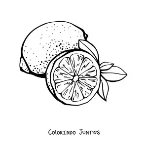 Desenho para colorir de um limão inteiro e meio limão