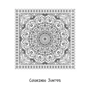 Desenho para colorir de mandala quadrada difícil