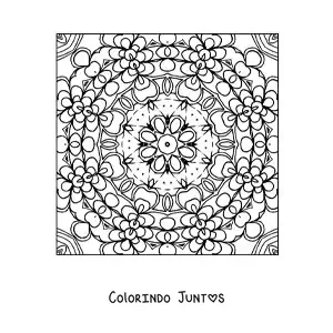 Desenho para colorir de mandala quadrada abstrata