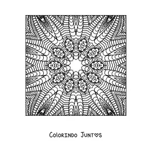 Desenho para colorir de mandala quadrada abstrata