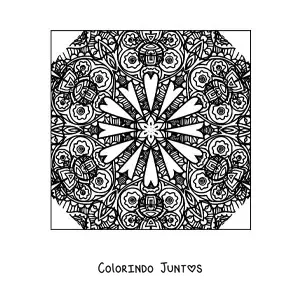 Desenho para colorir de mandala quadrada abstrata
