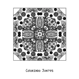 Desenho para colorir de mandala quadrada abstrata