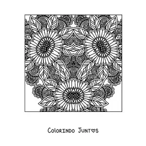 Desenho para colorir de mandala quadrada floral