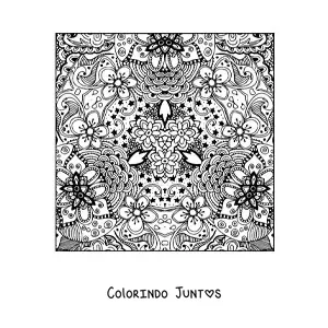 Desenho para colorir de mandala quadrada floral