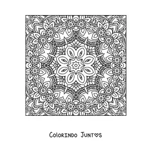 Desenho para colorir de mandala quadrada para relaxar