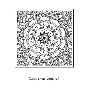 Desenho para colorir de mandala quadrada para relaxar