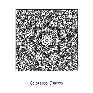 Desenho para colorir de mandala quadrada para relaxar