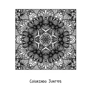 Desenho para colorir de mandala quadrada para relaxar 5