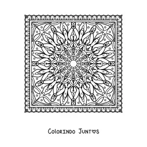 Desenho para colorir de mandala quadrada
