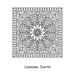 Desenho para colorir de mandala quadrada