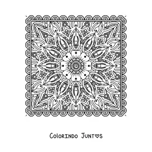 Desenho para colorir de mandala quadrada
