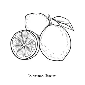 Desenho para colorir de dois limões inteiros e meio limão
