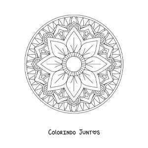 Desenho para colorir de mandala circular fácil com flor
