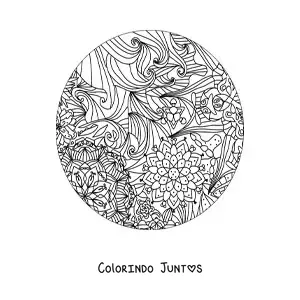 Desenho para colorir de mandala circular estilo Zentangle