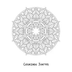 Desenho para colorir de mandala circular com flores