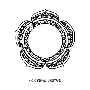 Desenho para colorir de mandala circular com flores