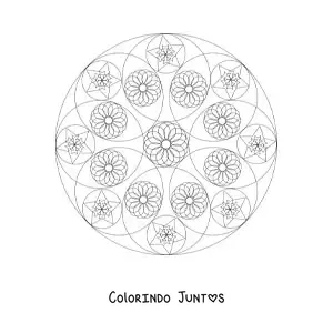 Desenho para colorir de mandala circular com formas geométricas