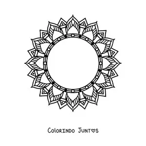 Desenho para colorir de mandala circular de flor