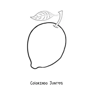 Desenho para colorir de um limão inteiro com folha