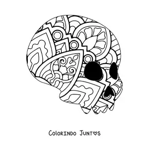 Desenho para colorir de mandala de caveira fácil