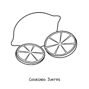 Desenho para colorir de um limão e duas rodelas de limão