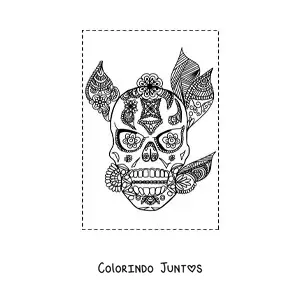 Desenho para colorir de mandala de caveira estilo Zentangle