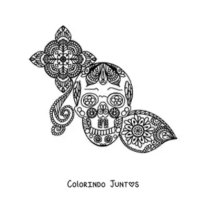 Desenho para colorir de mandala de caveira estilo Zentangle