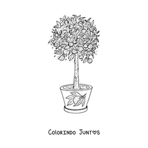 Desenho para colorir de um limoeiro em um vaso