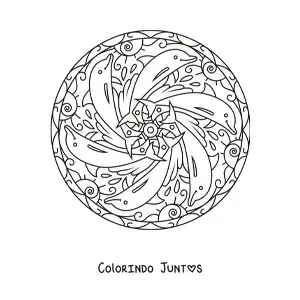 Desenho para colorir de mandala de golfinhos