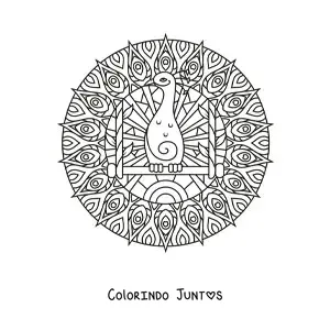 Desenho para colorir de mandala de pavão